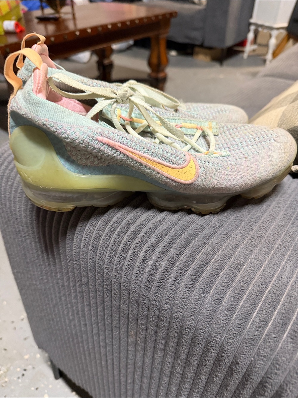 Nike Pastel Mint and Pink VaporMax Flyknit Sneakers